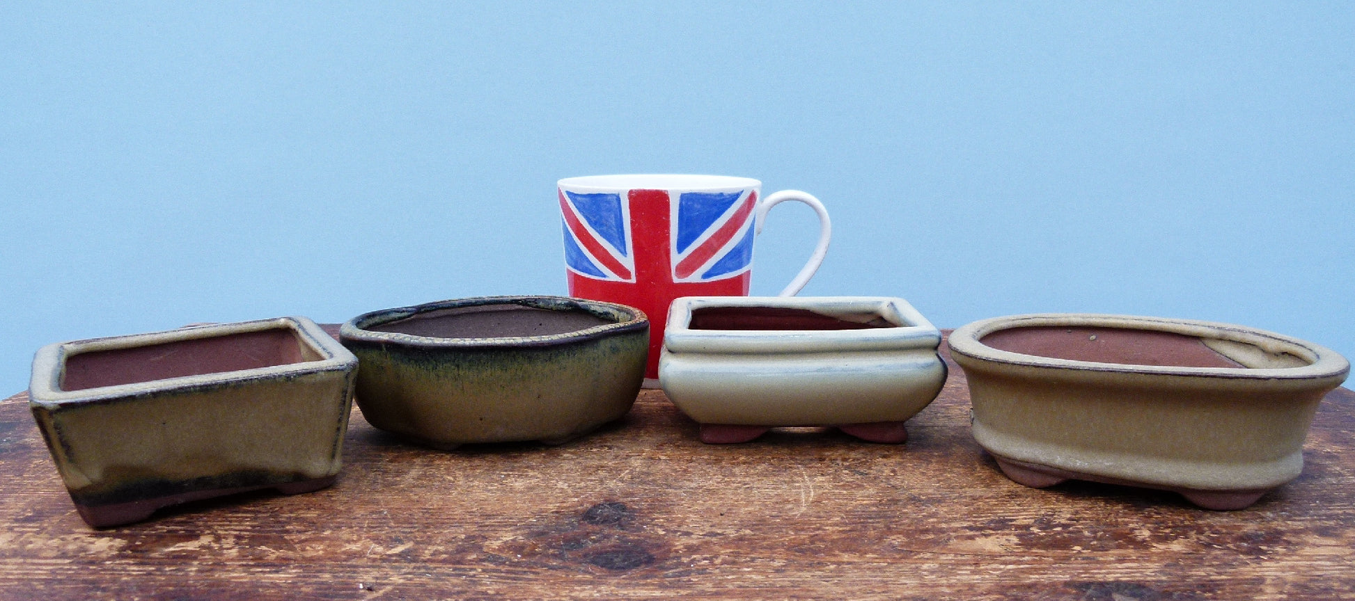 Used Glazed Bonsai Pots - Group of 4 Pots - CLEARANCE
