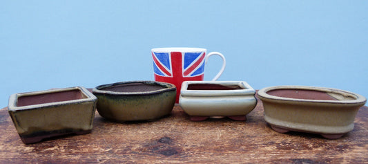 Used Glazed Bonsai Pots - Group of 4 Pots - CLEARANCE