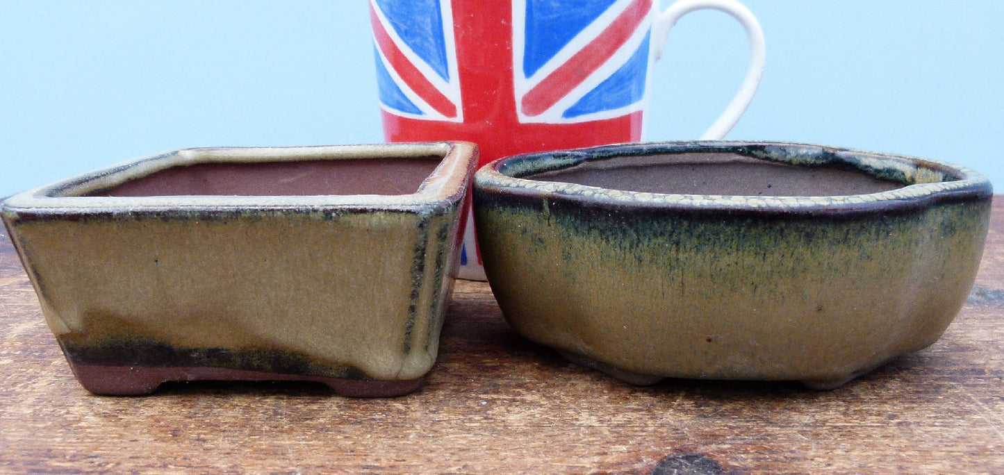 Used Glazed Bonsai Pots - Group of 4 Pots - CLEARANCE