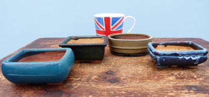 Used Glazed Bonsai Pots - Group of 4 Pots - CLEARANCE