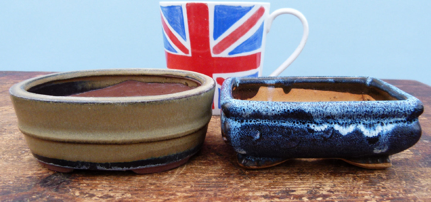 Used Glazed Bonsai Pots - Group of 4 Pots - CLEARANCE