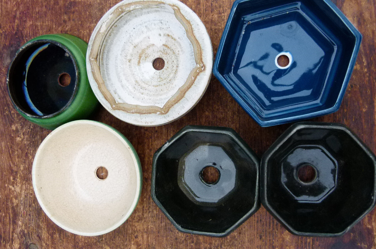 Used Glazed Bonsai Pots - Group of 6 Pots - CLEARANCE