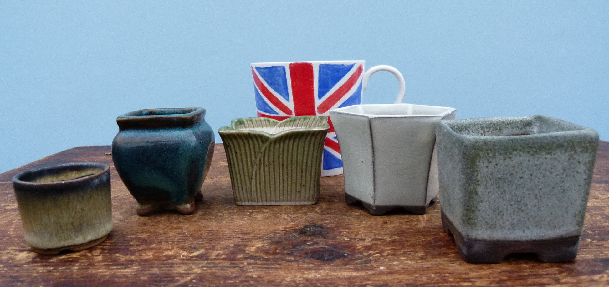 Miniature Glazed Small Bonsai Pots - Group of 5 Pots - CLEARANCE