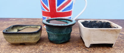 Miniature Glazed Small Bonsai Pots - Group of 5 Pots - CLEARANCE