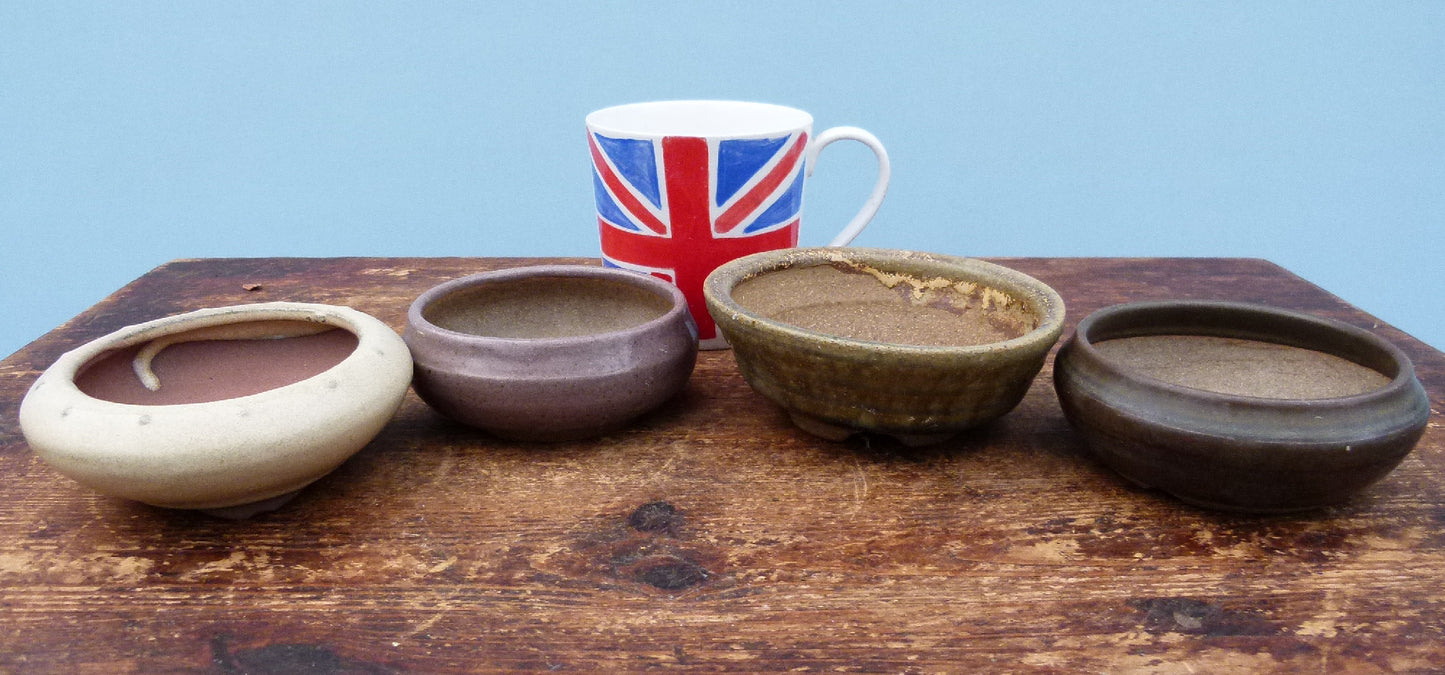 Handmade Quality Glazed Small Bonsai Pots - Group of 4 Pots - CLEARANCE