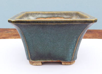 Square Glazed Bonsai Pot By Bryan Albright - Used