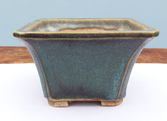 Square Glazed Bonsai Pot By Bryan Albright - Used