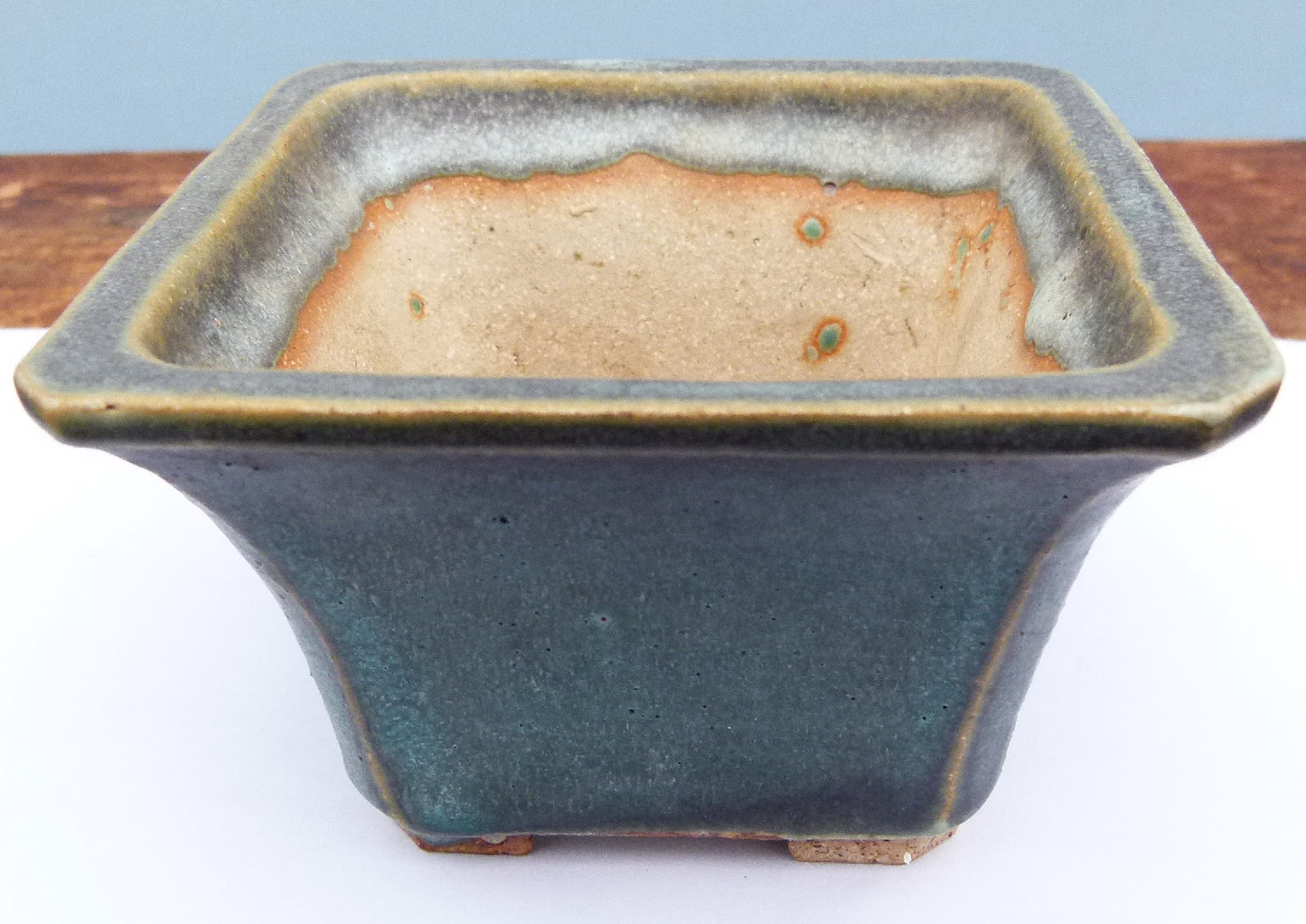 Square Glazed Bonsai Pot By Bryan Albright - Used