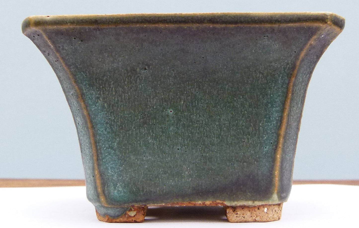 Square Glazed Bonsai Pot By Bryan Albright - Used