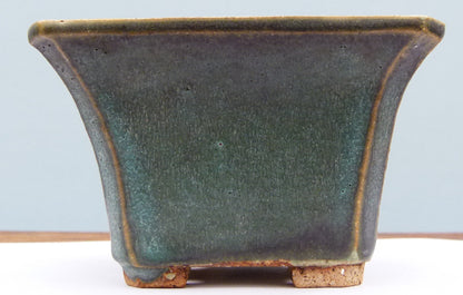 Square Glazed Bonsai Pot By Bryan Albright - Used