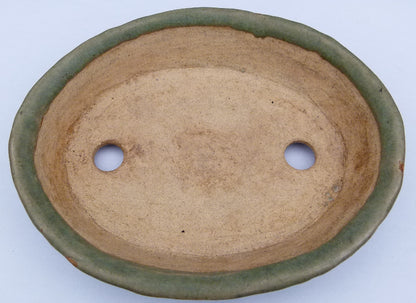 Japanese Tokoname Glazed Oval Shohin Bonsai Pot - USED