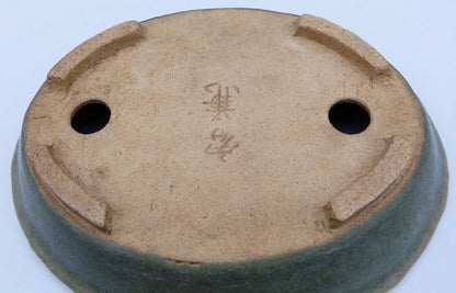 Japanese Tokoname Glazed Oval Shohin Bonsai Pot - USED
