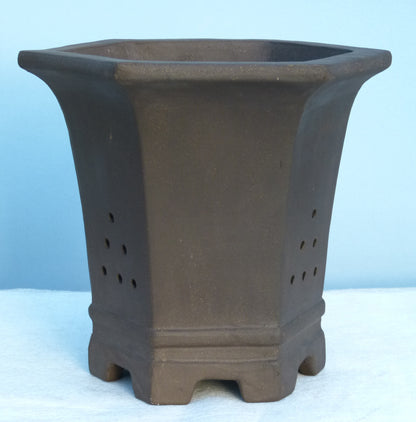 Bonsai Basics - Cascade Style Hexagonal Deep Unglazed Bonsai Pot 