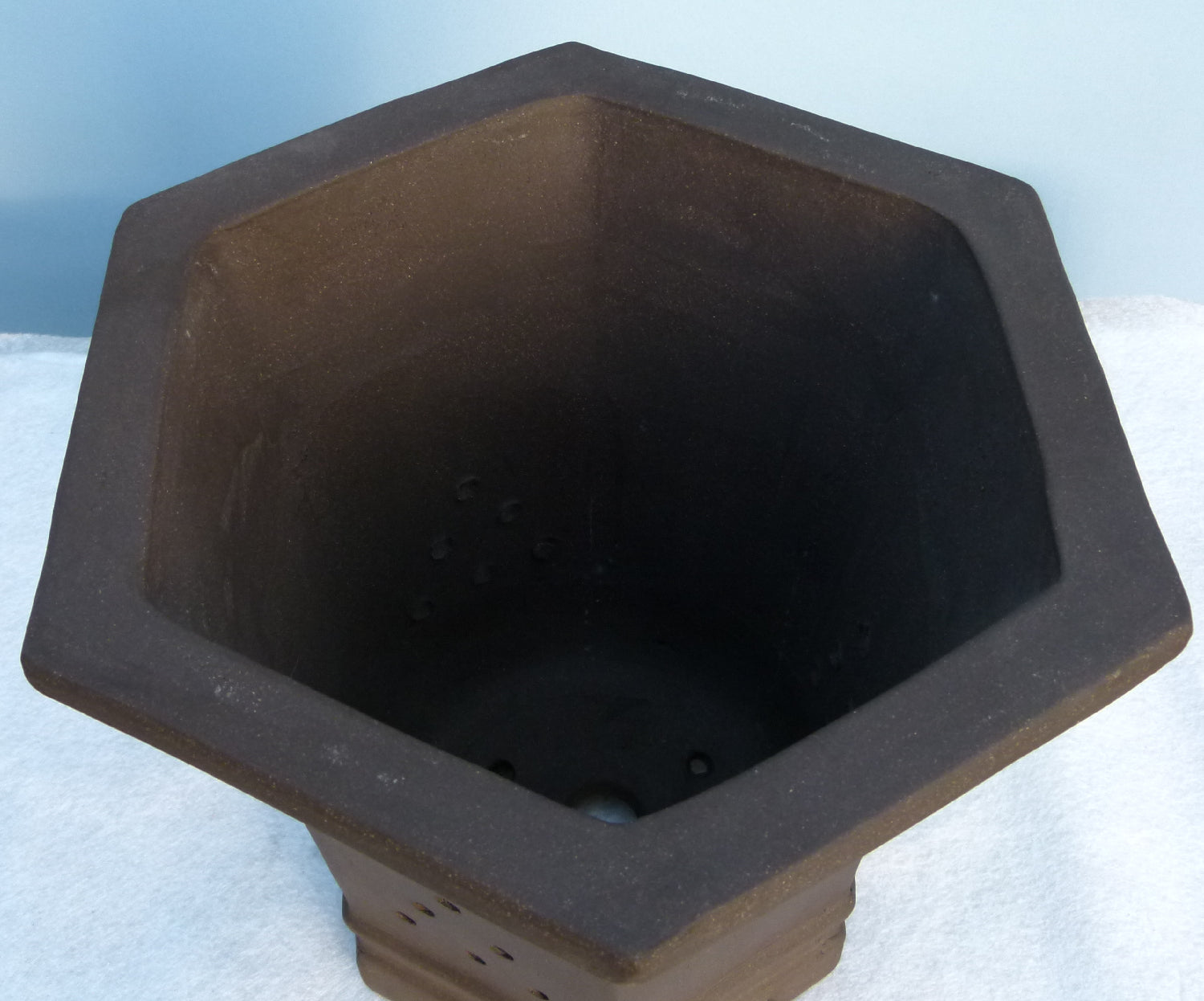 Bonsai Basics - Cascade Style Hexagonal Deep Unglazed Bonsai Pot 