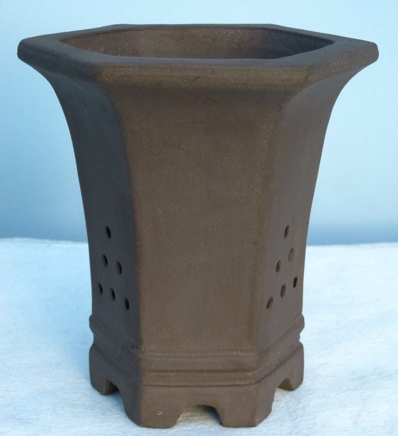 Bonsai Basics - Cascade Style Hexagonal Deep Unglazed Bonsai Pot 