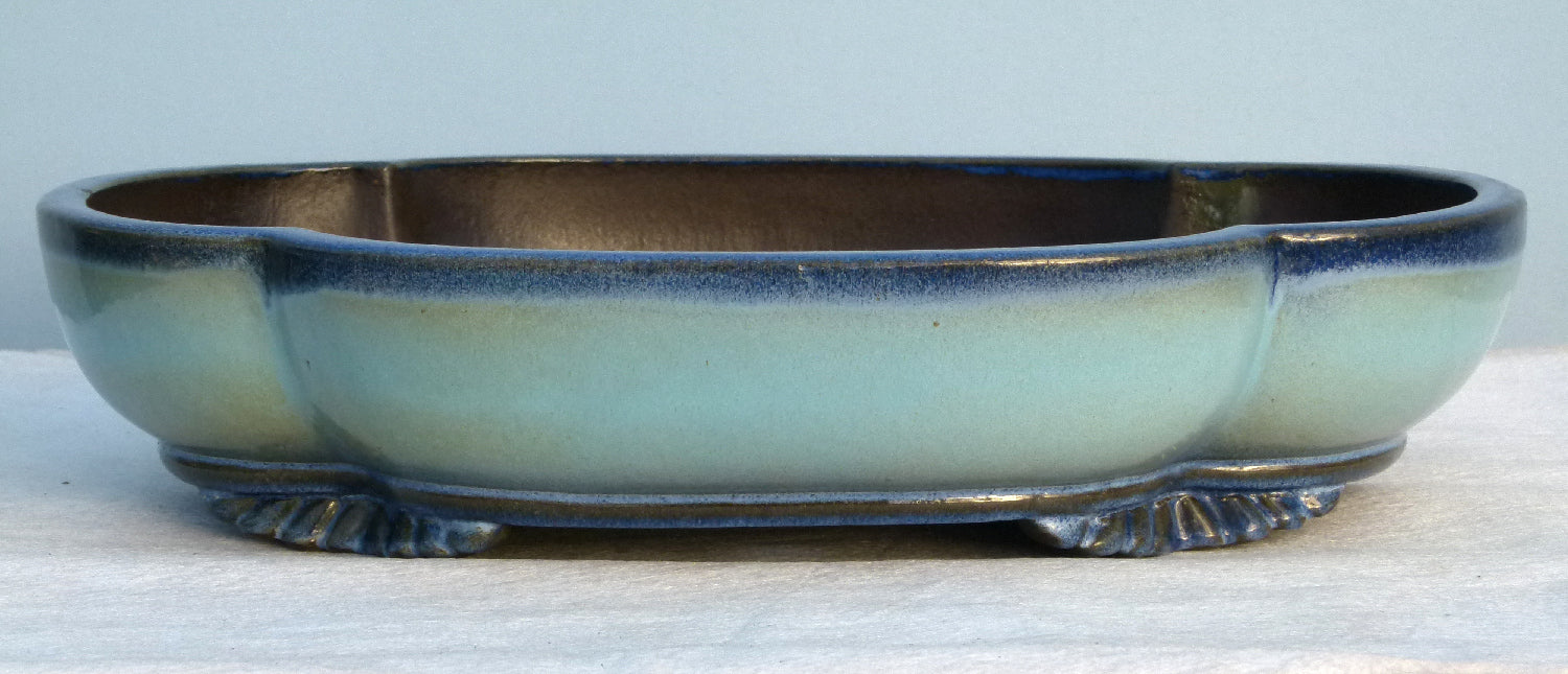 Exhibition Quality Blue Glazed Oval Bonsai Pot - 20"