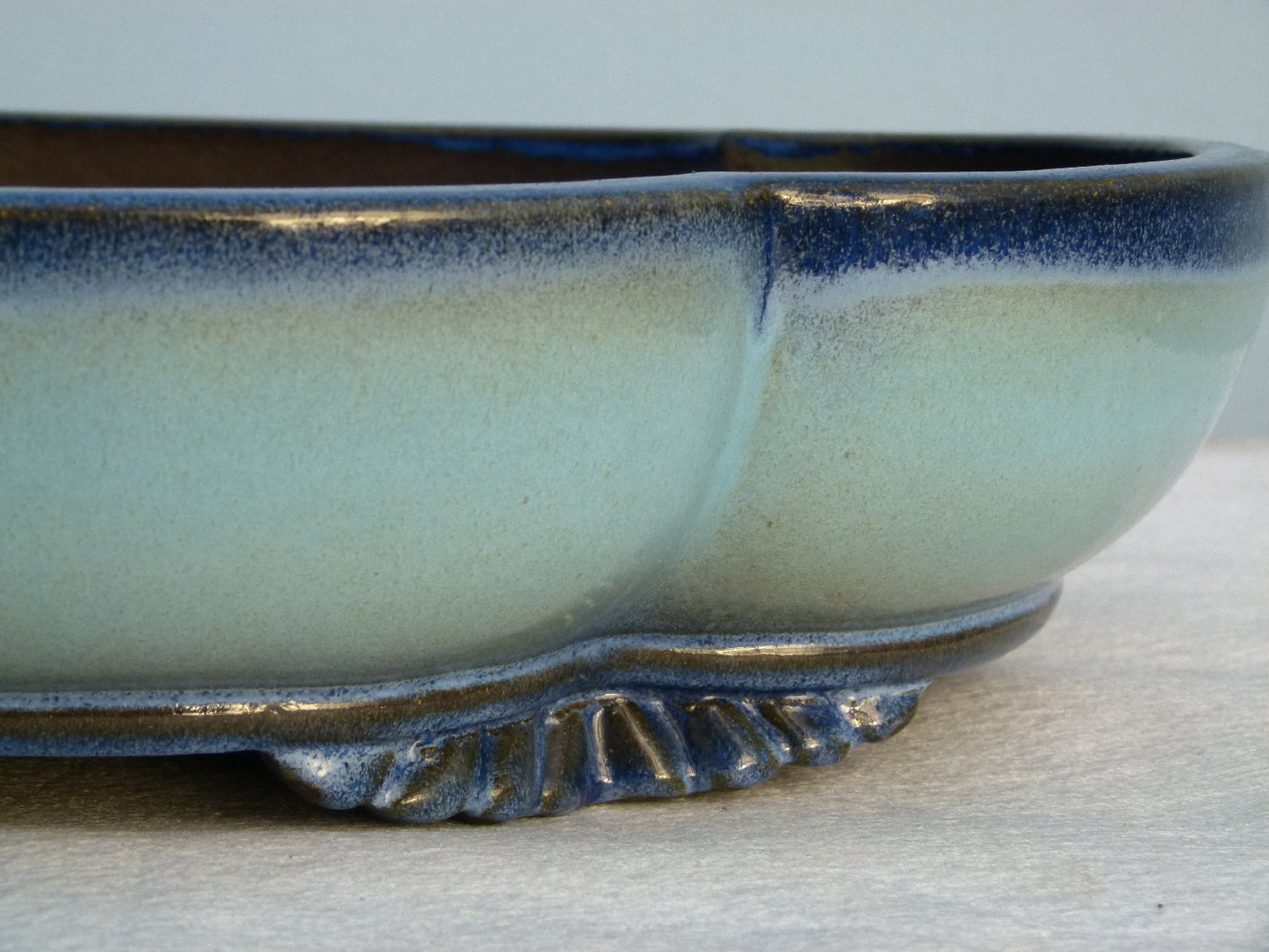 Exhibition Quality Blue Glazed Oval Bonsai Pot - 20"