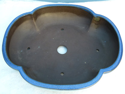 Exhibition Quality Blue Glazed Oval Bonsai Pot - 20"