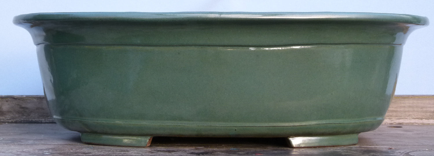 MASSIVE! Exhibition Quality Green Glazed Oval Bonsai Pot - 30"