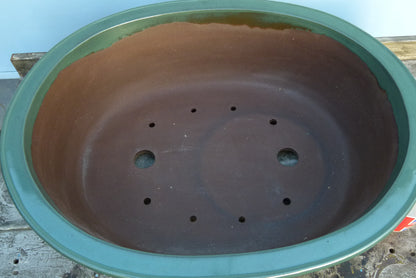 MASSIVE! Exhibition Quality Green Glazed Oval Bonsai Pot - 30"