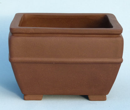 Square Semi-Cascade Style Unglazed Bonsai Pot - 6.5"