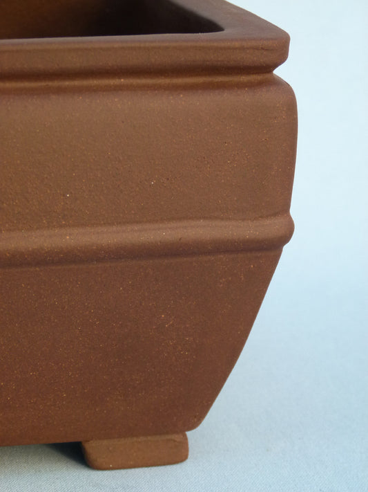 Square Semi-Cascade Style Unglazed Bonsai Pot - 8"
