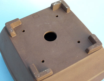 Square Semi-Cascade Style Unglazed Bonsai Pot - 6.5"