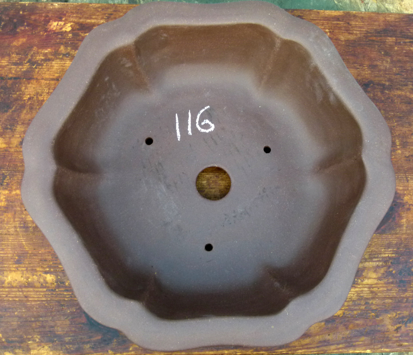 Round Lotus Flower Unglazed Quality Bonsai Pot - 14"