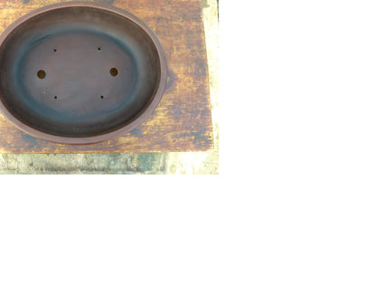 Decorated Oval Quality Unglazed Bonsai Pot - 13"