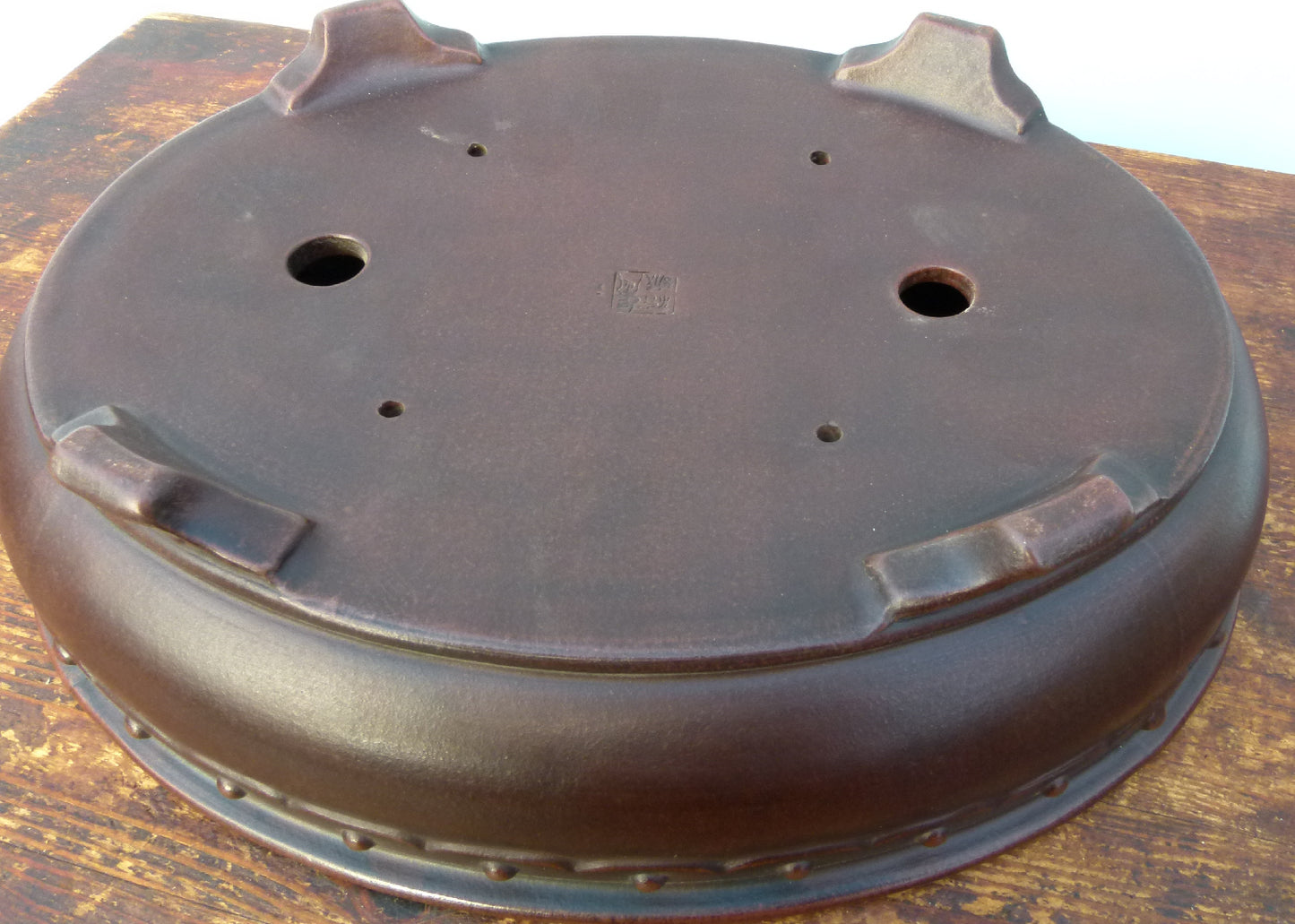 Decorated Oval Quality Unglazed Bonsai Pot - 13"