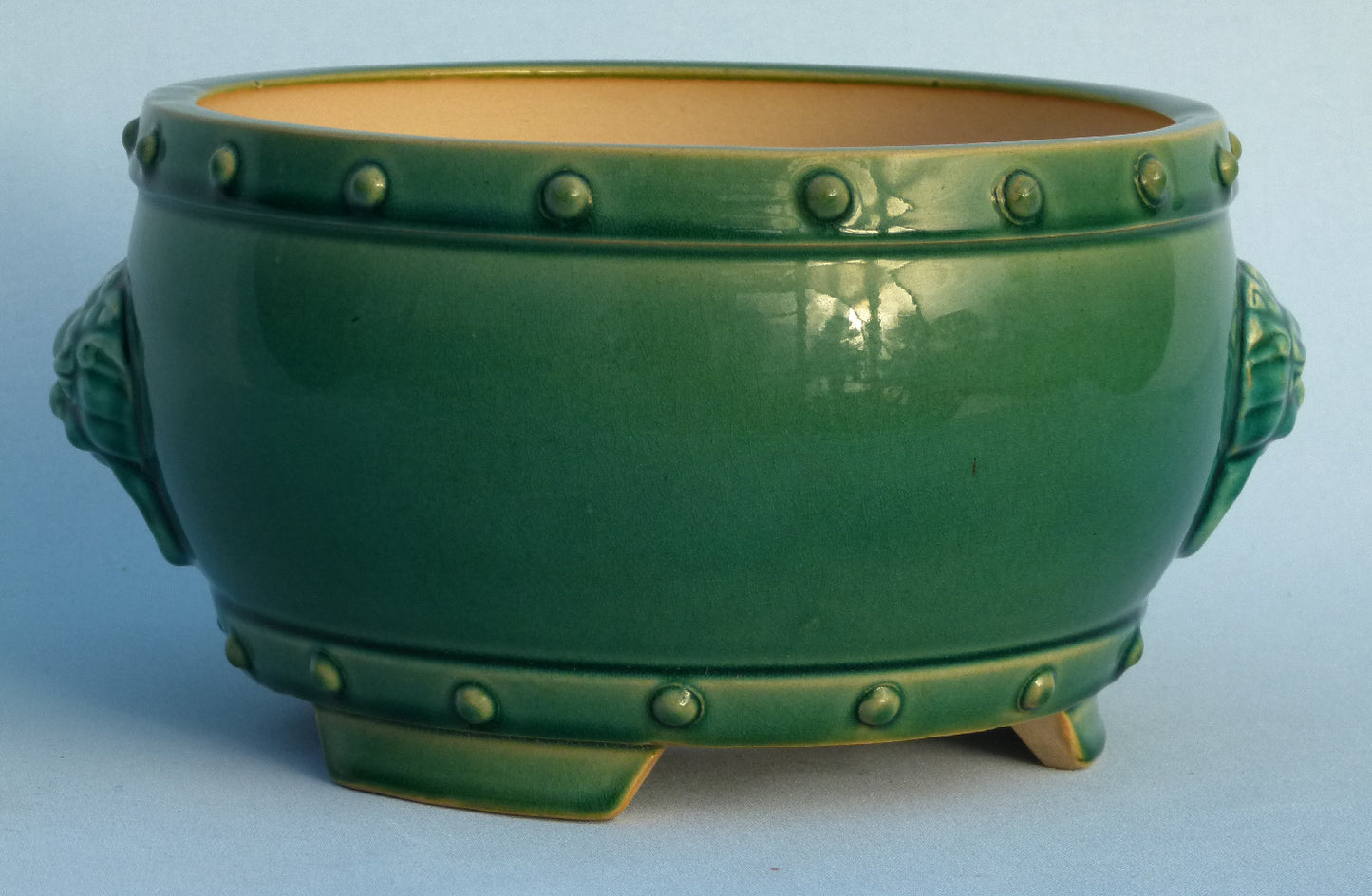Exhibition Quality Copper Green Glazed Drum Style Bonsai Pot - 10"