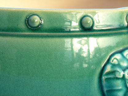 Exhibition Quality Copper Green Glazed Drum Style Bonsai Pot - 10"