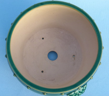 Exhibition Quality Copper Green Glazed Drum Style Bonsai Pot - 10"