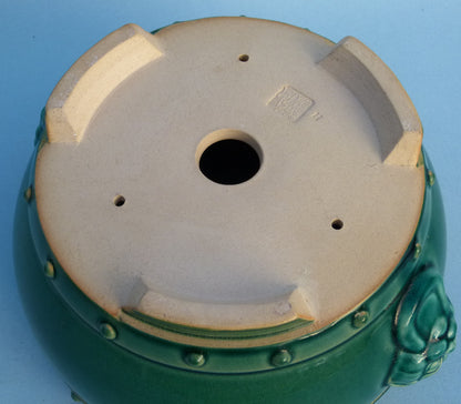 Exhibition Quality Copper Green Glazed Drum Style Bonsai Pot - 10"