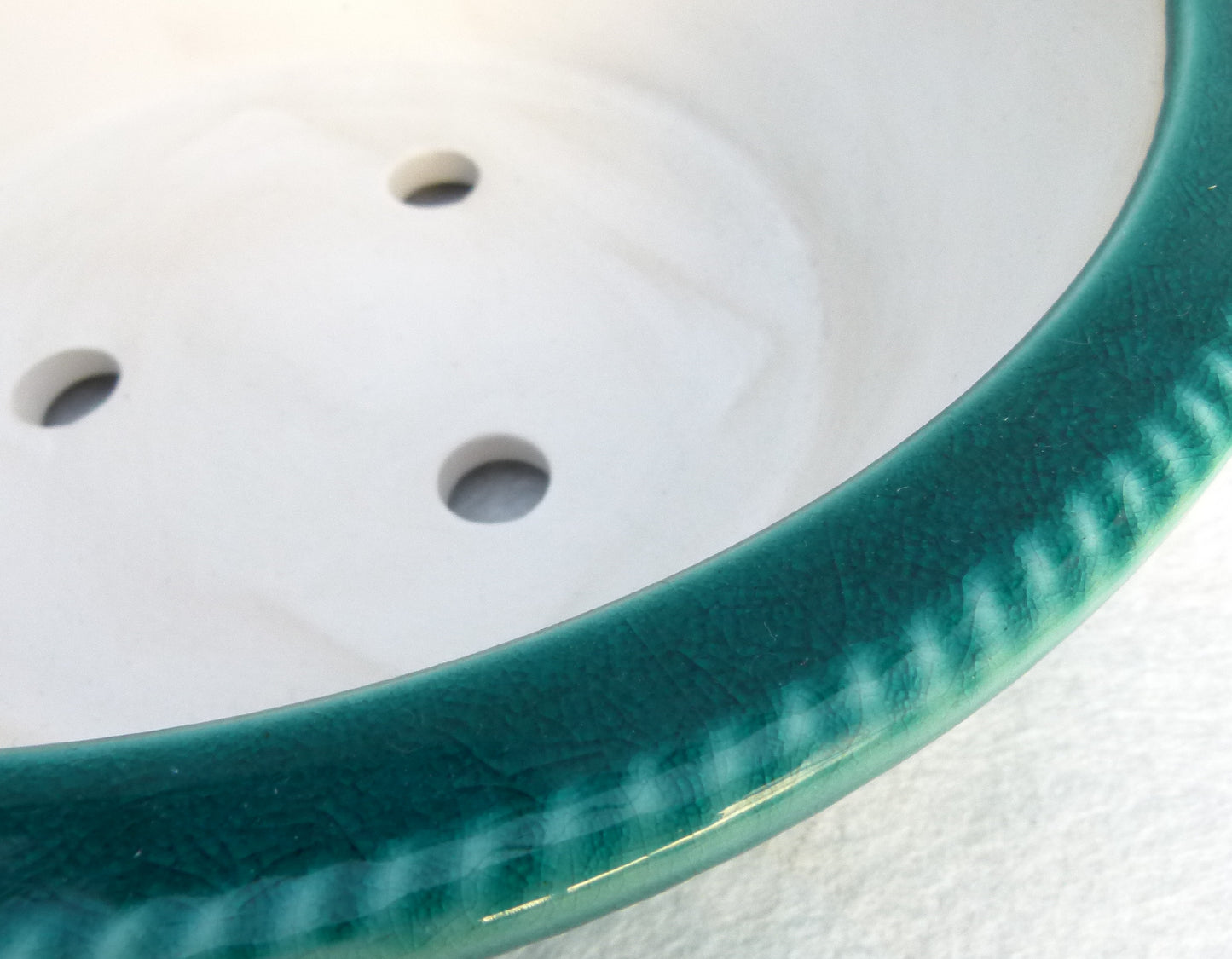 Exhibition Quality Round Copper Green Glazed Bonsai Pot - 13"