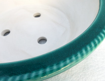 Exhibition Quality Round Copper Green Glazed Bonsai Pot - 13"