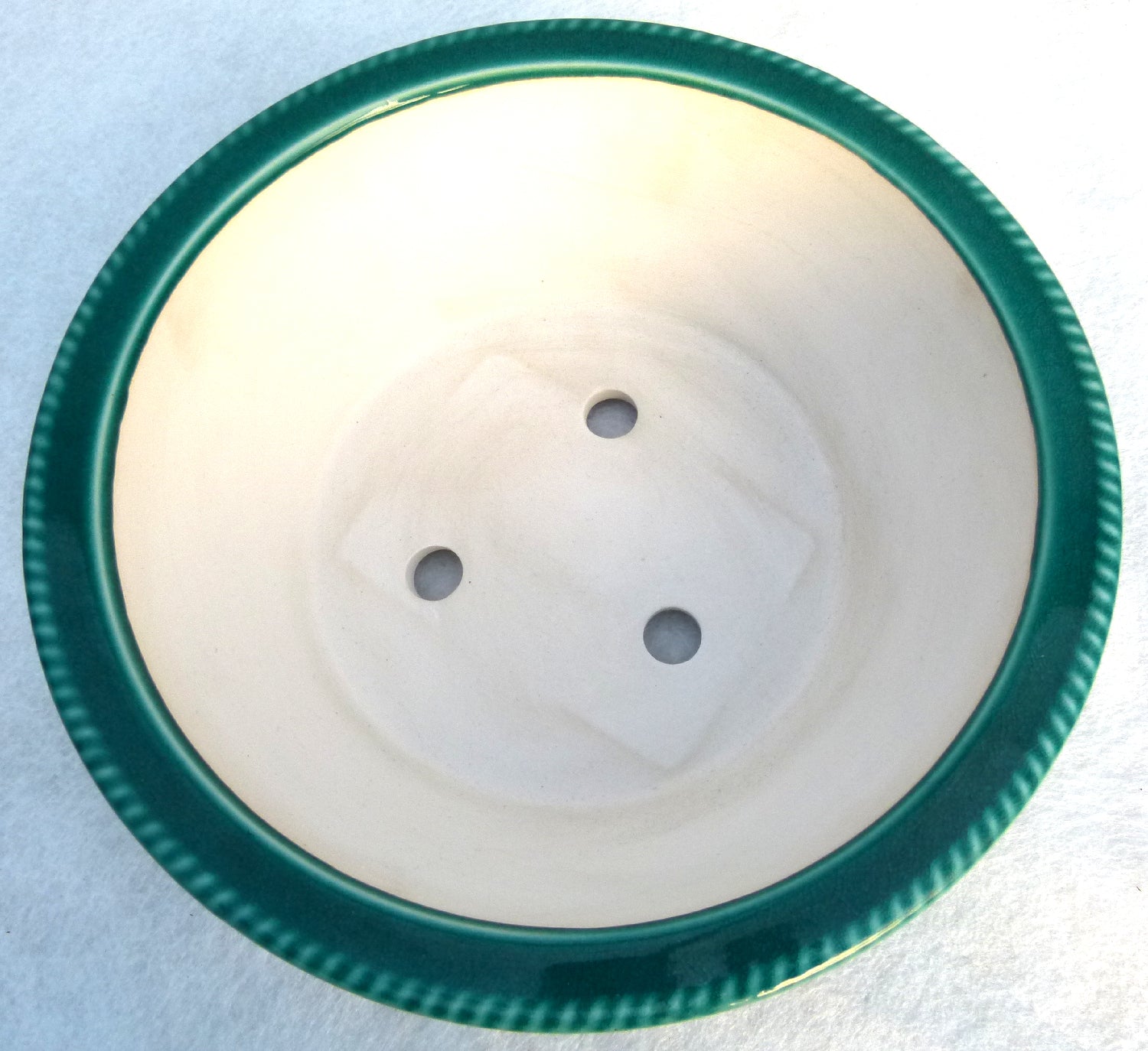 Exhibition Quality Round Copper Green Glazed Bonsai Pot - 13"