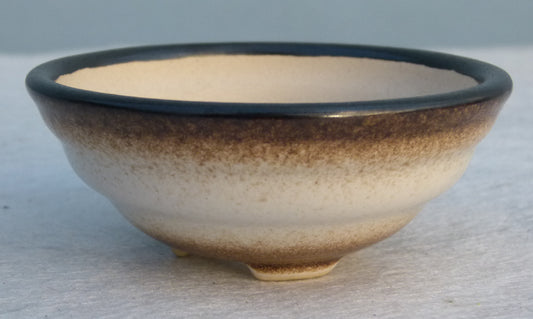 Top Quality Cream Glazed Round Bonsai Pot - 4"