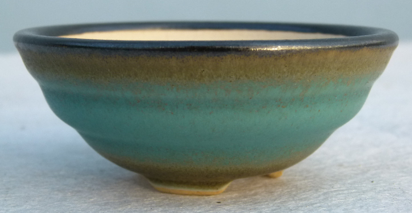 Top Quality Green Glazed Round Bonsai Pot - 4"