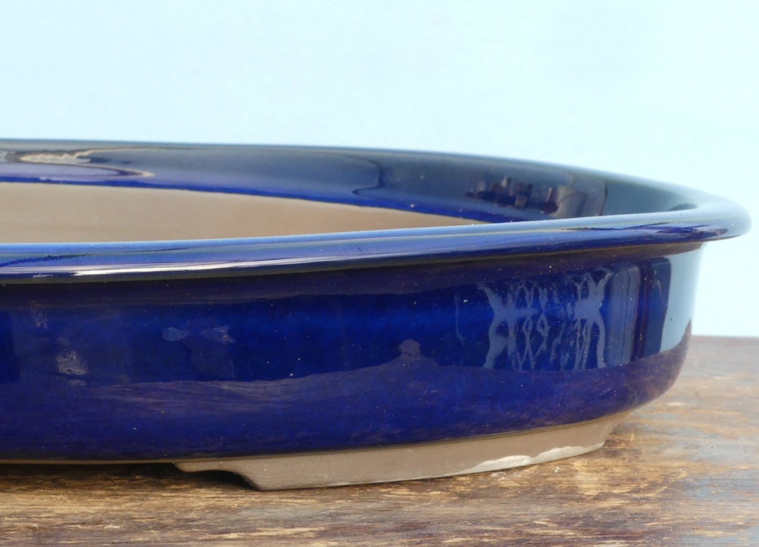 thumbnail image 2 of Takashima 6pc Oval Blue Stain Glazed Bonsai Pot Kit – Soil, Tray, Rock & Mesh Included 2 of 5