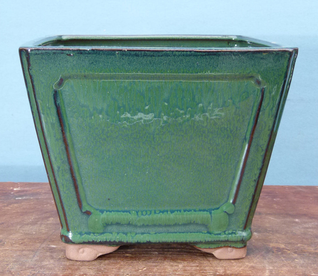 Glazed Deep Square Bonsai Pot - 6"