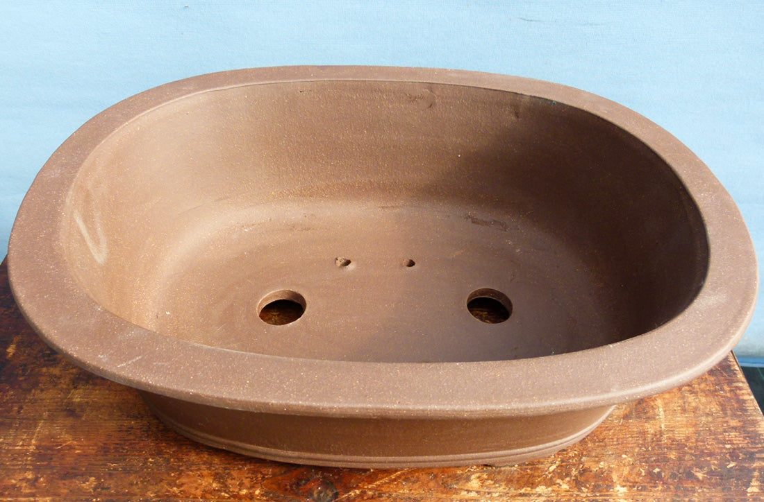 Deep Oval Unglazed Bonsai Pot - 12"