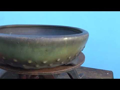 EXCEPTIONAL Oval Glazed Bonsai Pot by Master Zhu - 16" Oval