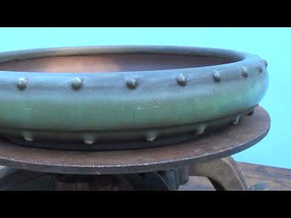 EXCEPTIONAL Round Drum Glazed Bonsai Pot by Master Zhu - 12"