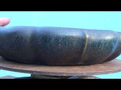 EXCEPTIONAL Round Glazed Bonsai Pot by Master Zhu - 12"