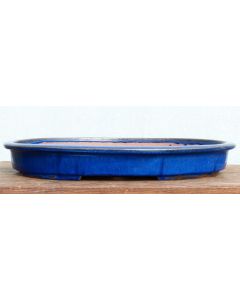Blue Glazed Oval Bonsai Pot - 19"