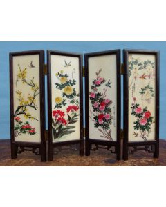 Chinese Hand Painted Miniature Porcelain Double Sided Tile Screen