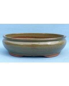 Olive Colour Glazed Oval Bonsai Pot - 14"