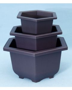 Hexagonal Plastic Bonsai Training Pots - 3 Sizes