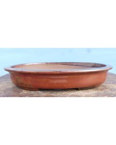 Copper Glazed Shallow Oval Bonsai Pot - 16"